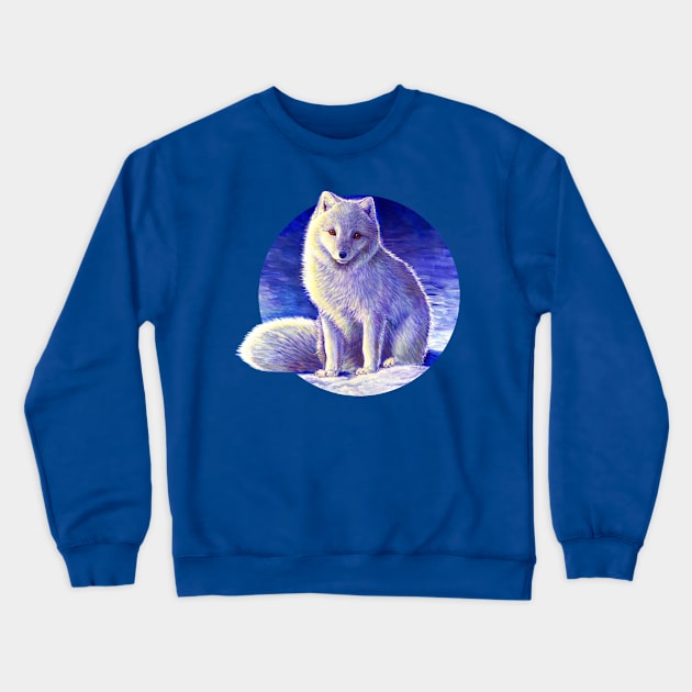 Peaceful Winter Arctic Fox Crewneck Sweatshirt by rebeccawangart